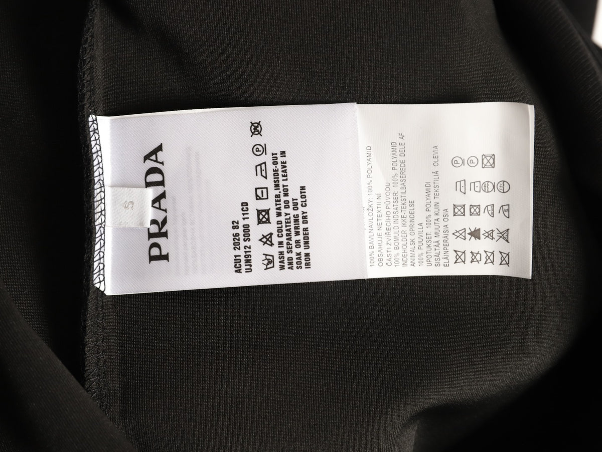 Prada Triangle Logo Utility Pocket Black Crewneck Sweatshirt