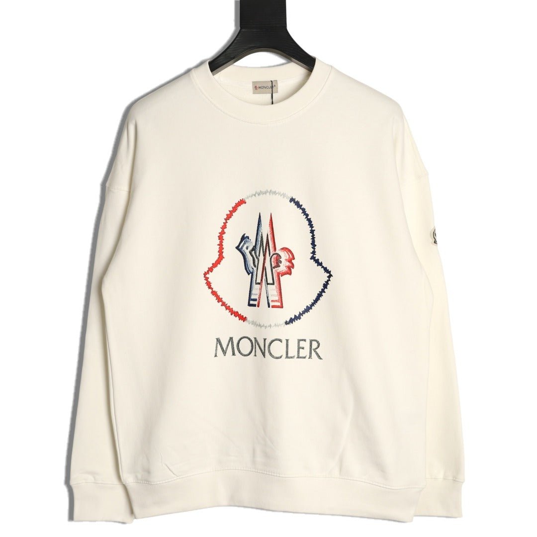 Moncler 26SS Contrast Emblem Logo Ivory Crewneck Sweatshirt