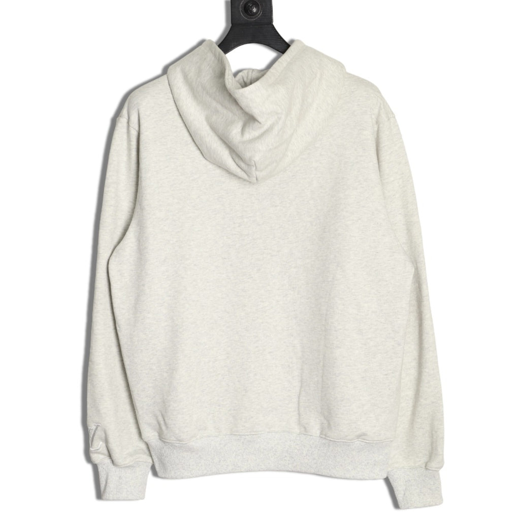Louis Vuitton 25FW Tonal Monogram Half-Panel Embroidered Ivory Hoodie