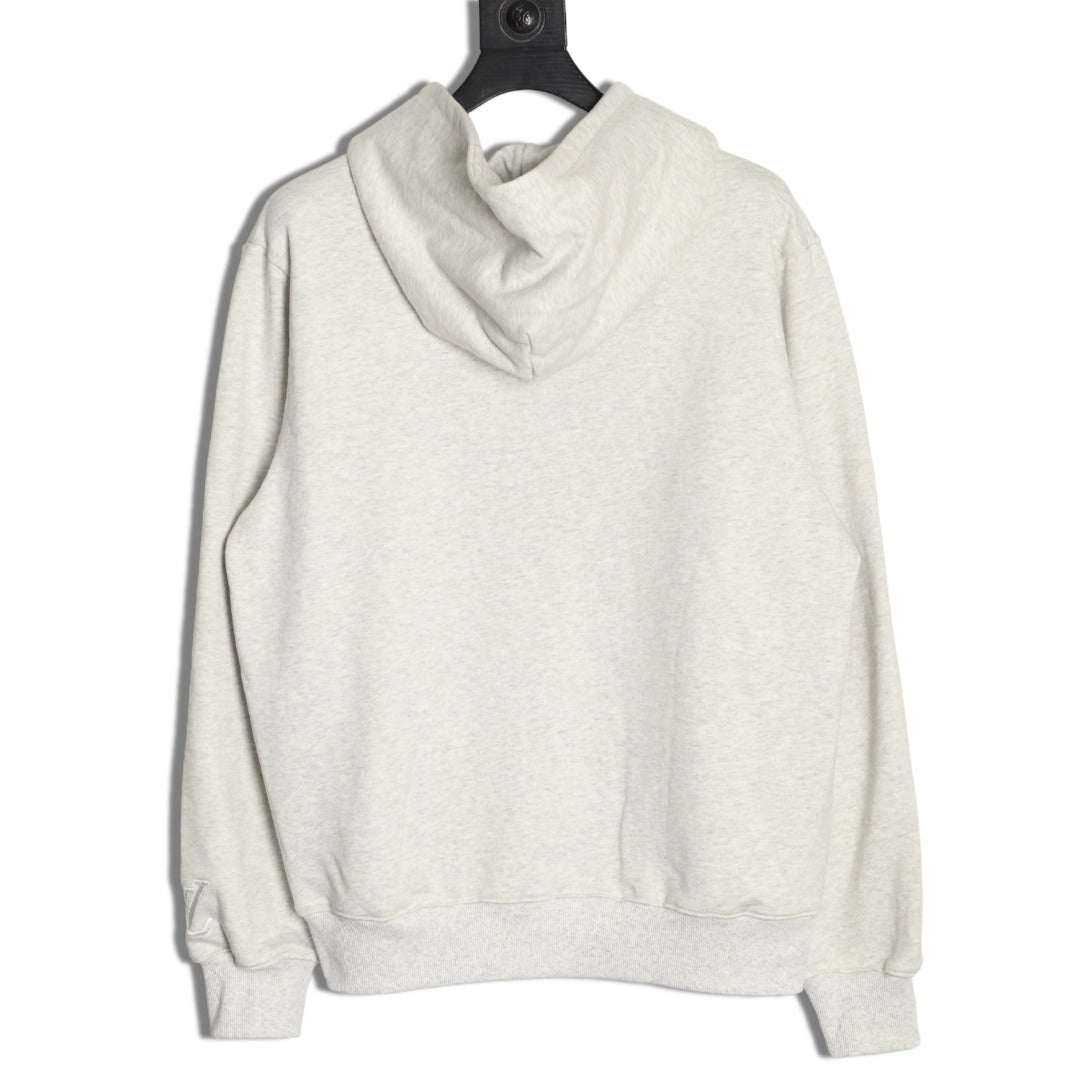 Louis Vuitton 25FW Tonal Monogram Half-Panel Embroidered Ivory Hoodie