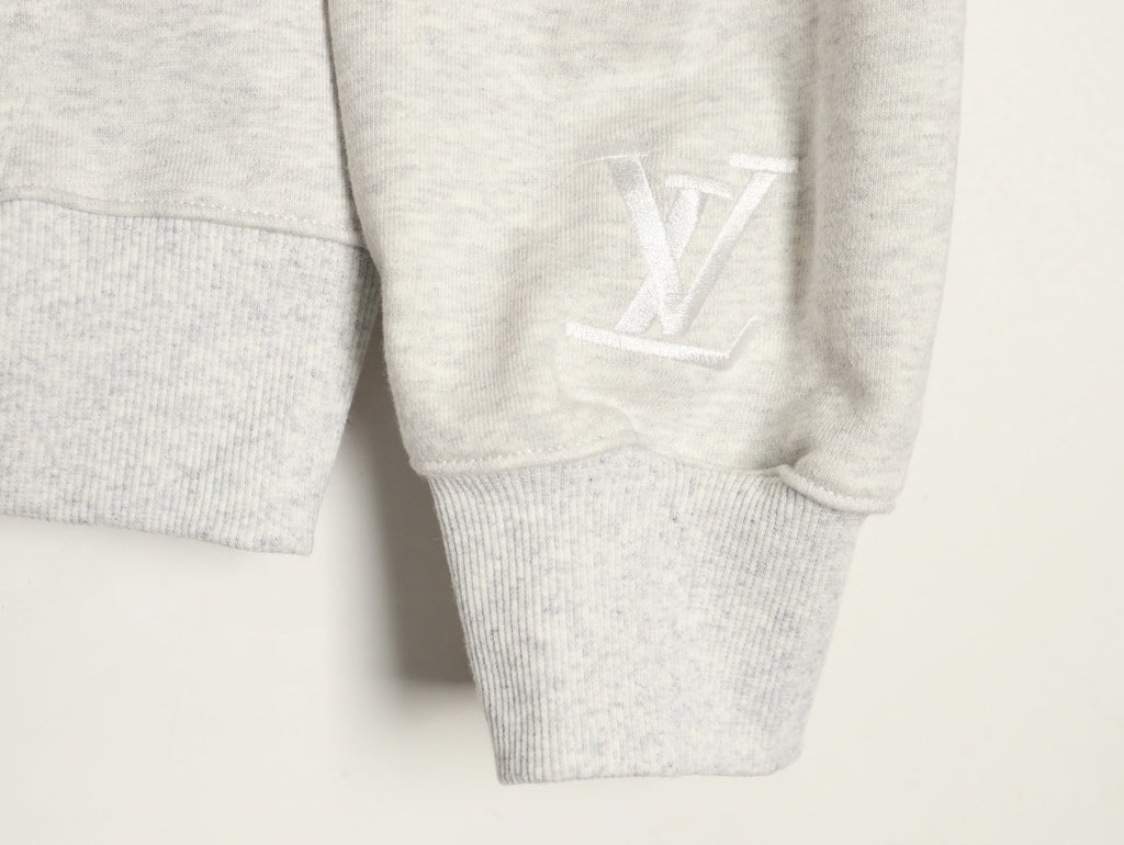 Louis Vuitton 25FW Tonal Monogram Half-Panel Embroidered Ivory Hoodie