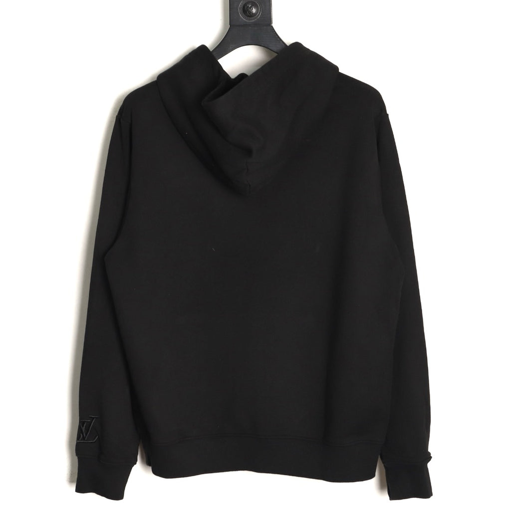 Louis Vuitton 25FW Tonal Monogram Half-Panel Embroidered Black Hoodie