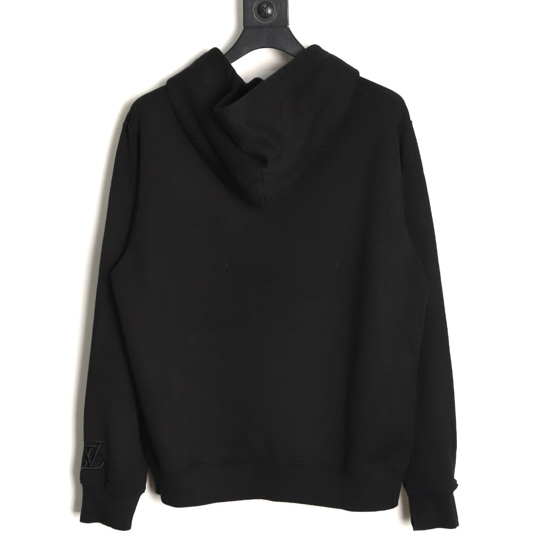 Louis Vuitton 25FW Tonal Monogram Half-Panel Embroidered Black Hoodie