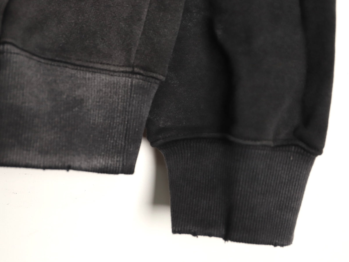 Louis Vuitton 25FW Cloud-Wash Denim Logo Appliqué Distressed Black Hoodie