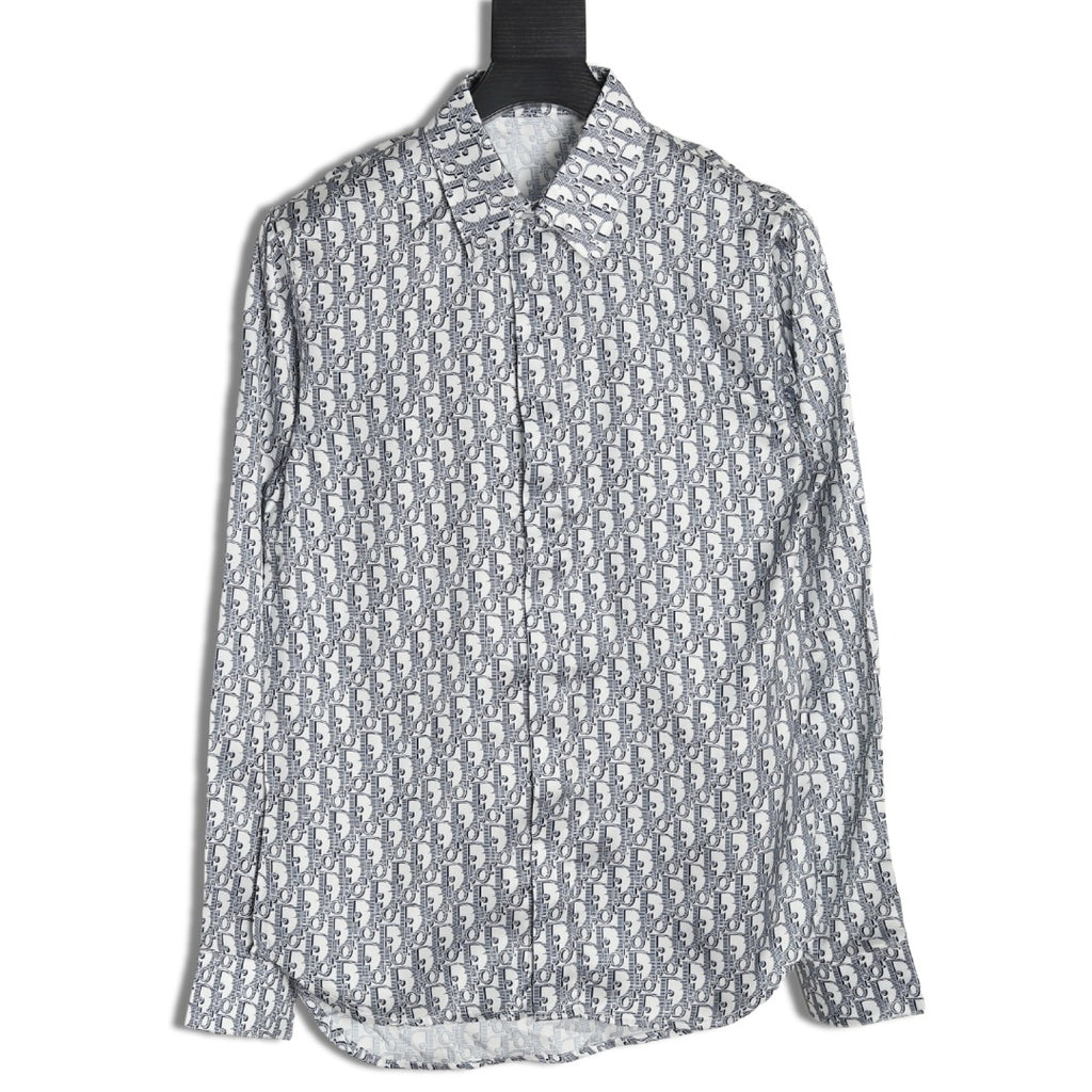 Dior 25SS Oblique Allover Print Gray Long-Sleeve Shirt