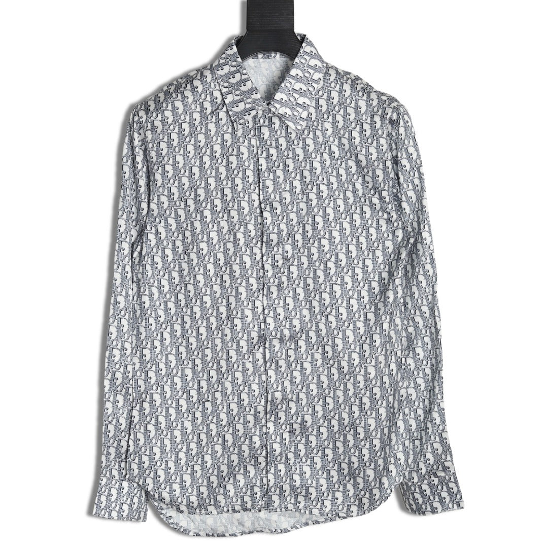 Dior 25SS Oblique Allover Print Gray Long-Sleeve Shirt