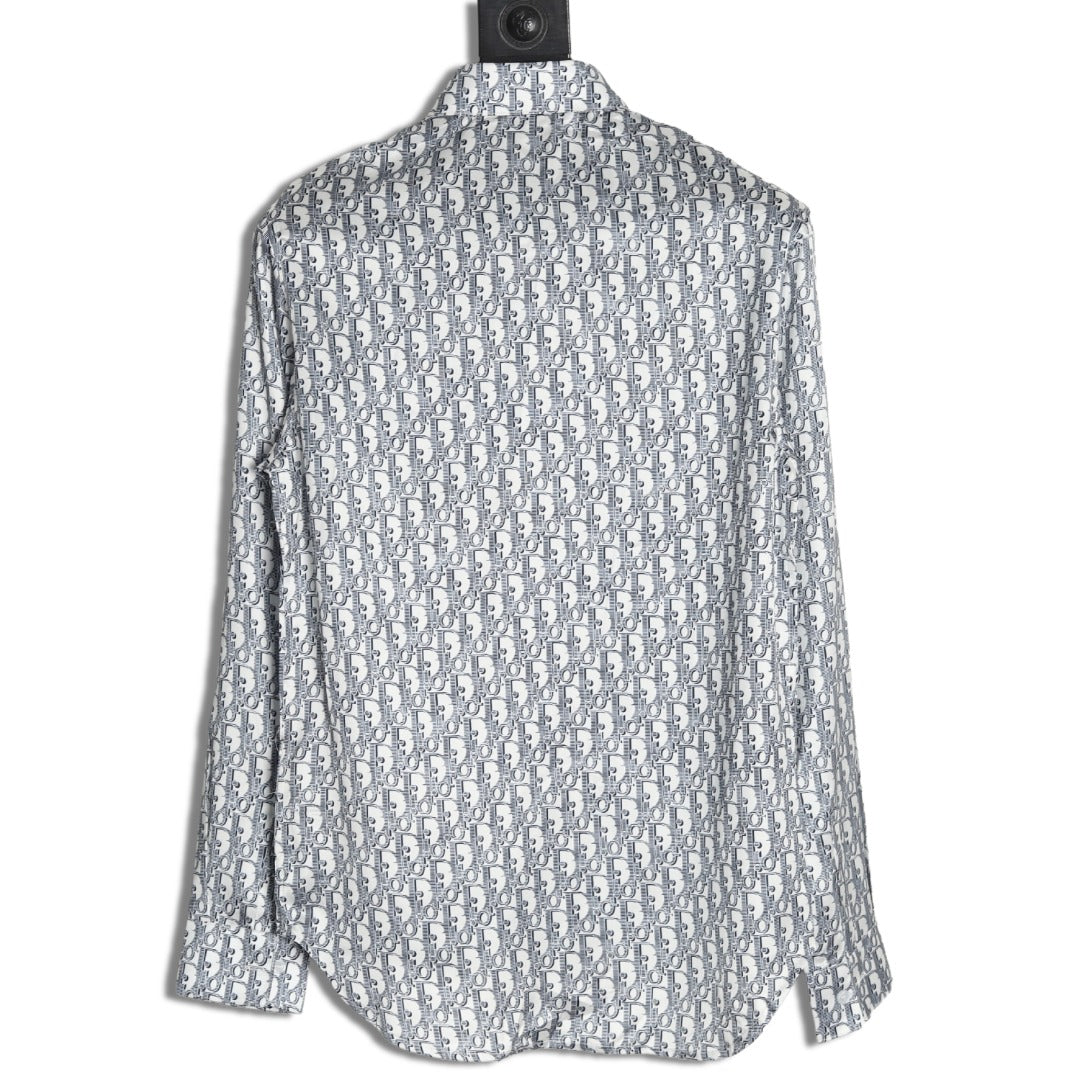 Dior 25SS Oblique Allover Print Gray Long-Sleeve Shirt