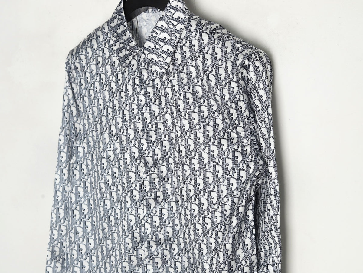 Dior 25SS Oblique Allover Print Gray Long-Sleeve Shirt