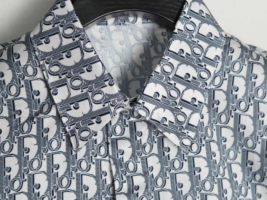 Dior 25SS Oblique Allover Print Gray Long-Sleeve Shirt