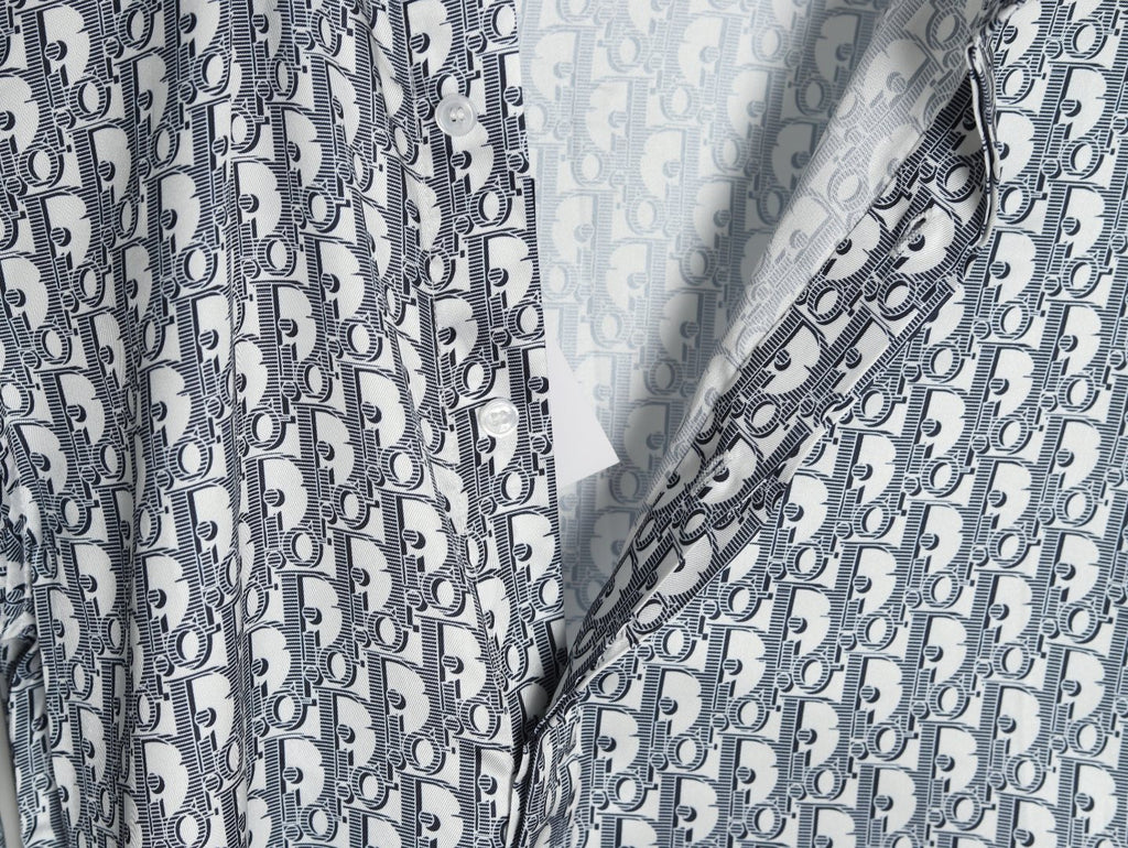 Dior 25SS Oblique Allover Print Gray Long-Sleeve Shirt