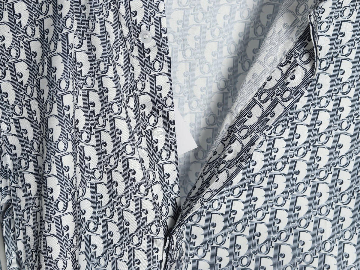 Dior 25SS Oblique Allover Print Gray Long-Sleeve Shirt