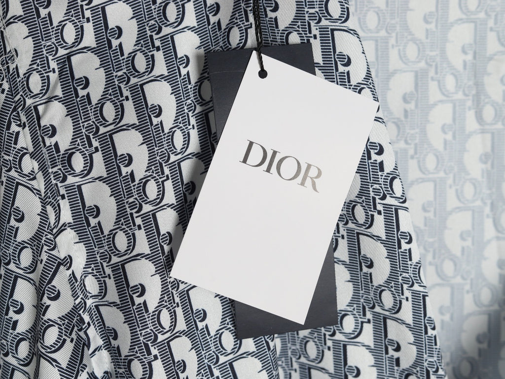 Dior 25SS Oblique Allover Print Gray Long-Sleeve Shirt