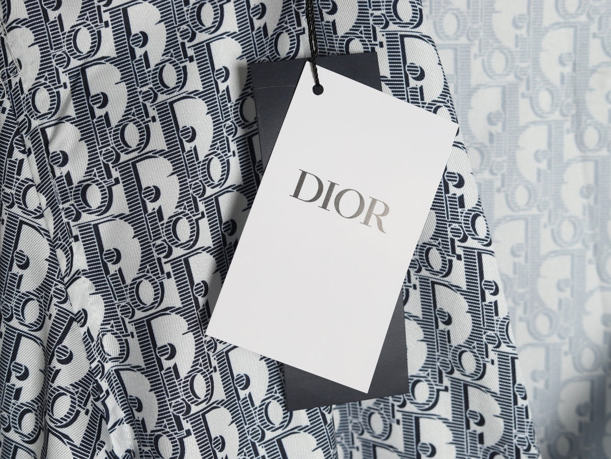 Dior 25SS Oblique Allover Print Gray Long-Sleeve Shirt
