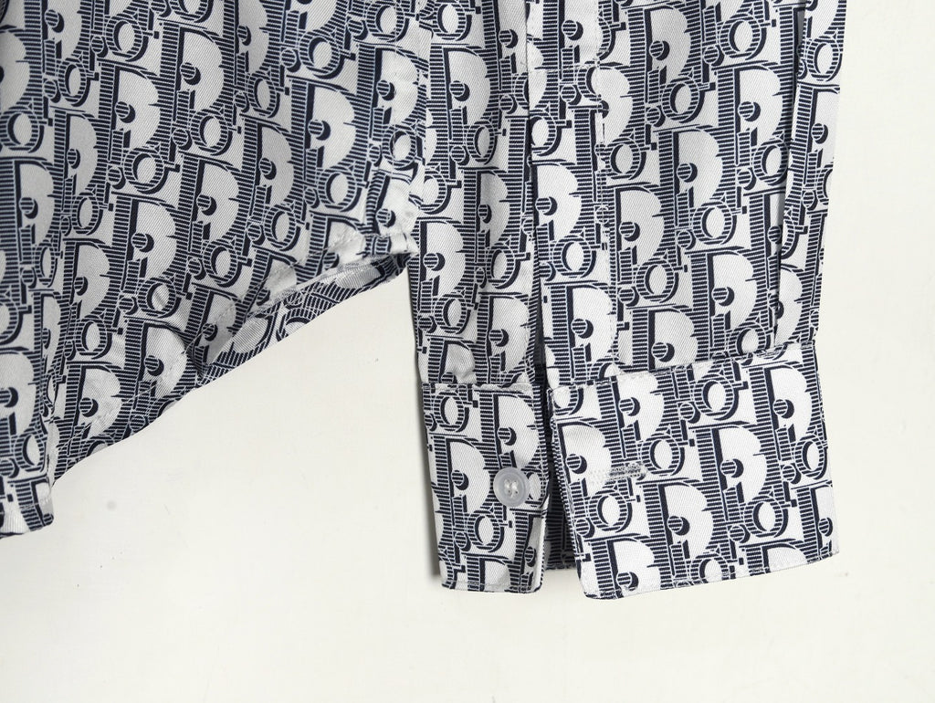Dior 25SS Oblique Allover Print Gray Long-Sleeve Shirt