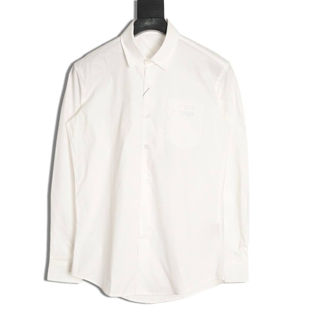 Dior 25SS 1947 Embroidered Pocket White Long-Sleeve Shirt