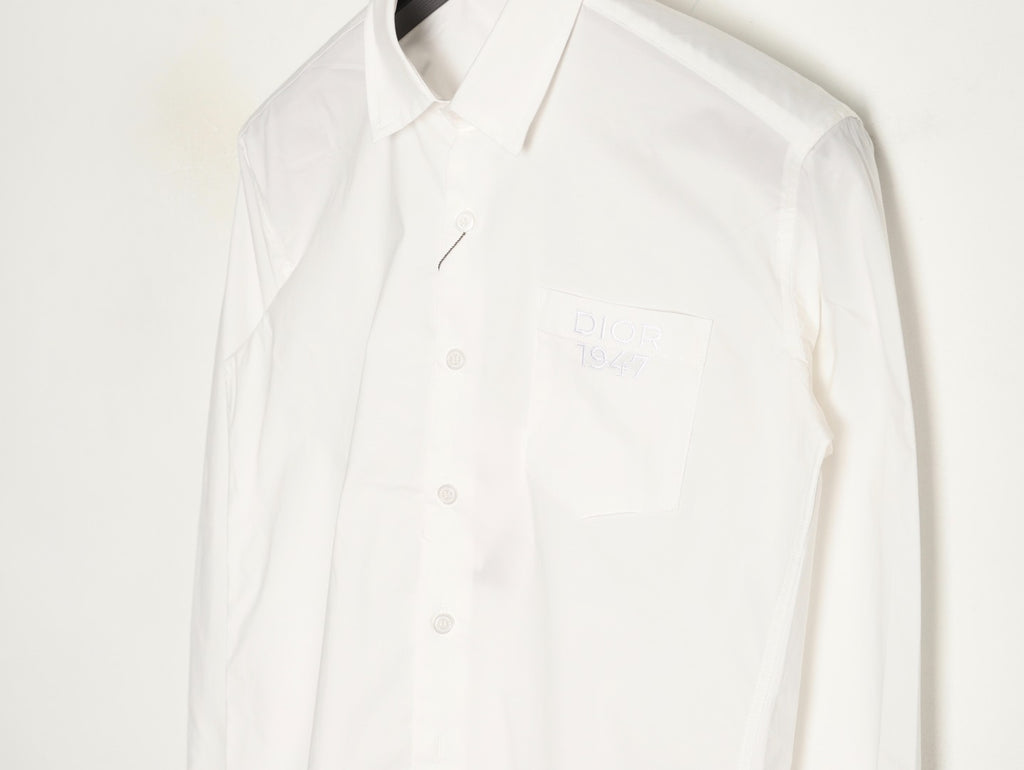 Dior 25SS 1947 Embroidered Pocket White Long-Sleeve Shirt
