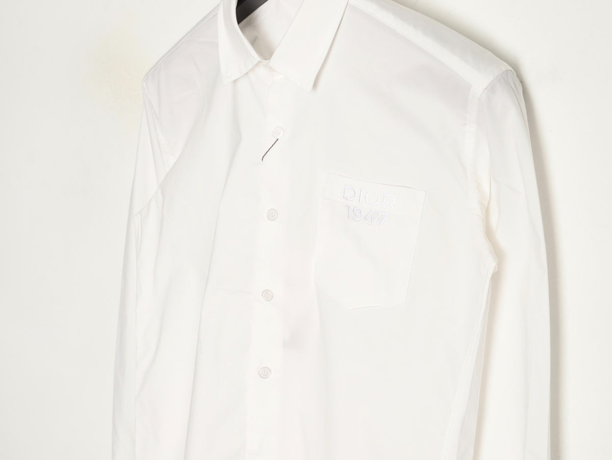 Dior 25SS 1947 Embroidered Pocket White Long-Sleeve Shirt