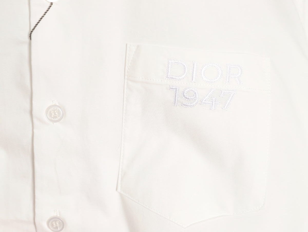 Dior 25SS 1947 Embroidered Pocket White Long-Sleeve Shirt