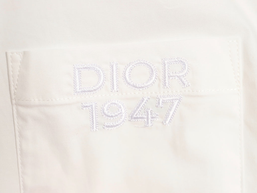 Dior 25SS 1947 Embroidered Pocket White Long-Sleeve Shirt