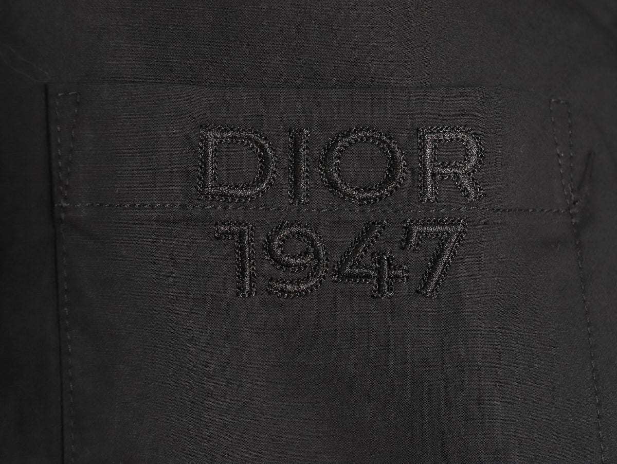 Dior 25SS 1947 Embroidered Pocket Black Long-Sleeve Shirt
