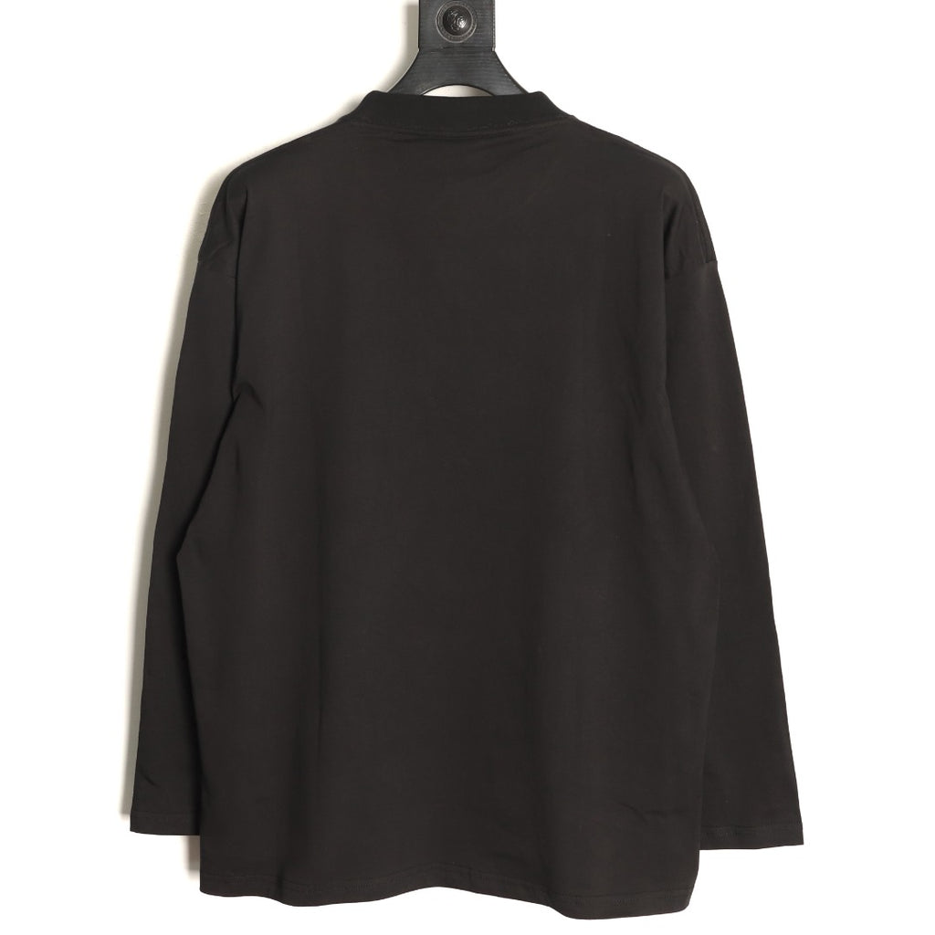 Balenciaga 26FW Tape-Effect Logo Black Long-Sleeve T-Shirt