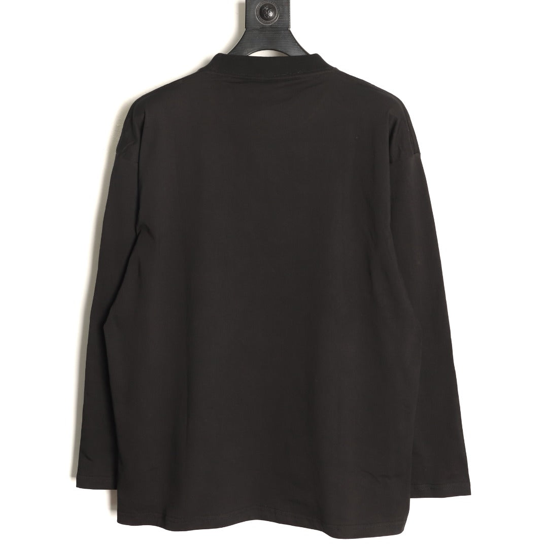 Balenciaga 26FW Tape-Effect Logo Black Long-Sleeve T-Shirt