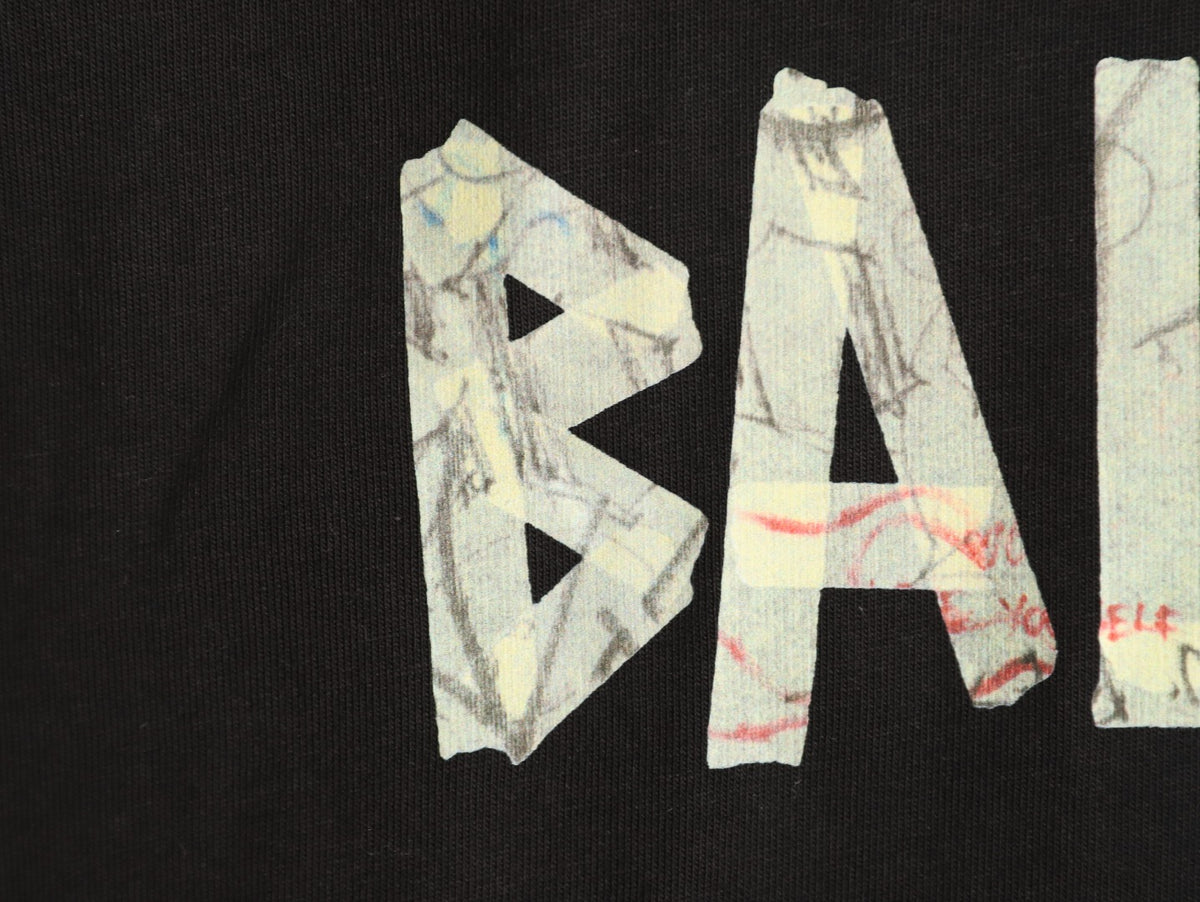 Balenciaga 26FW Tape-Effect Logo Black Long-Sleeve T-Shirt