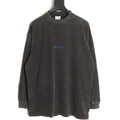 Balenciaga Blue Embroidered Logo Black Long-Sleeve T-Shirt