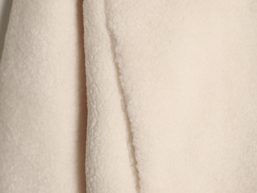 Louis Vuitton LV Jacquard-Collar Ivory Plush Stand-Collar Jacket