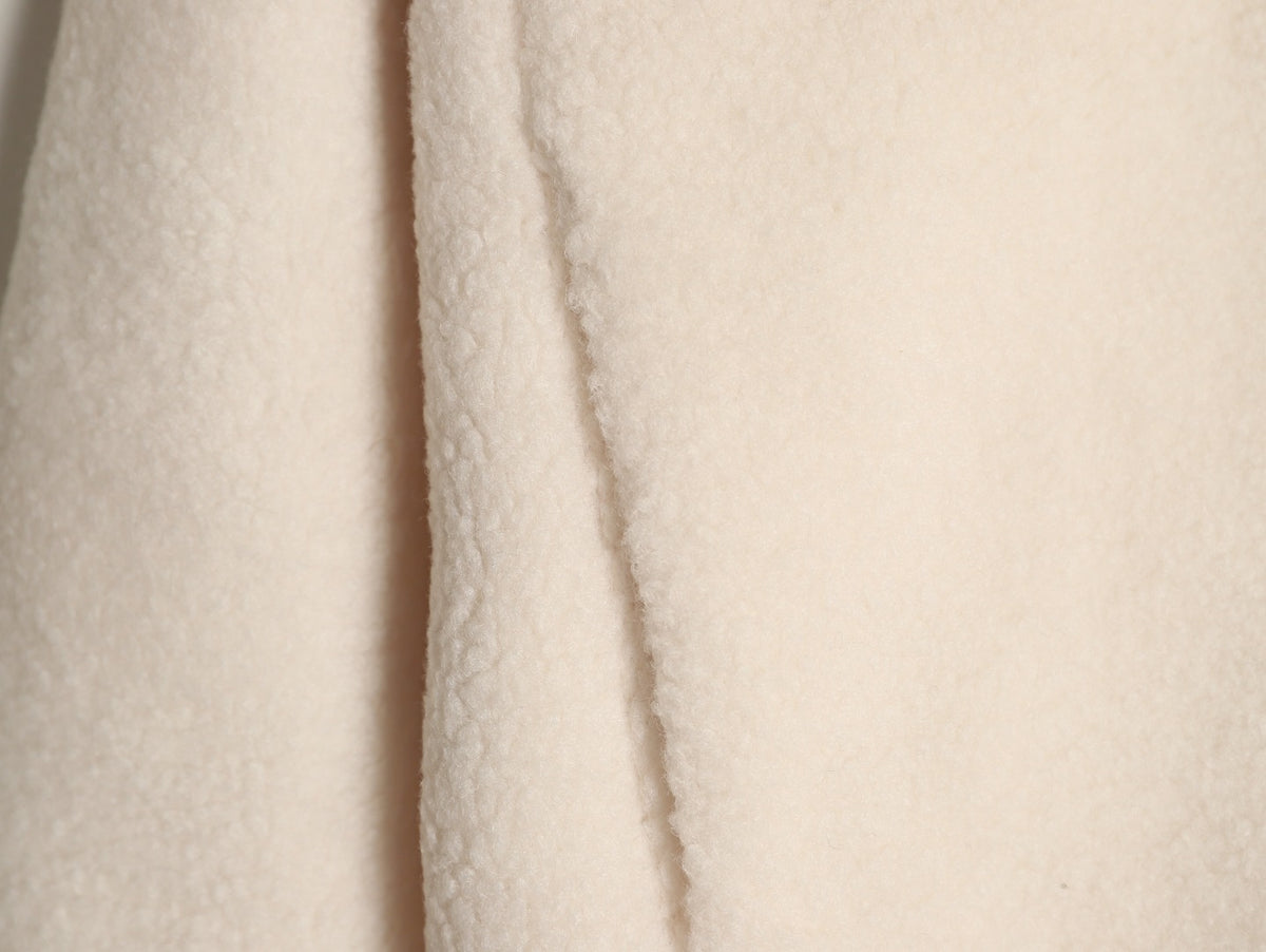 Louis Vuitton LV Jacquard-Collar Ivory Plush Stand-Collar Jacket