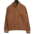 Louis Vuitton LV Jacquard-Collar Brown Plush Stand-Collar Jacket