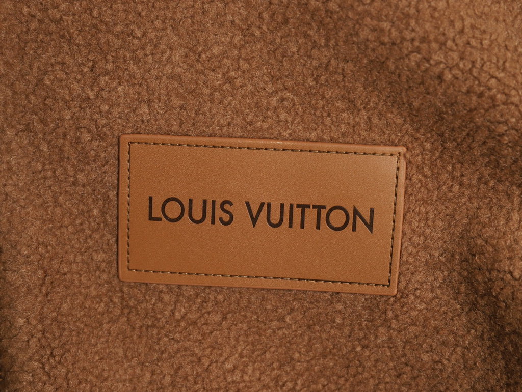 Louis Vuitton LV Jacquard-Collar Brown Plush Stand-Collar Jacket