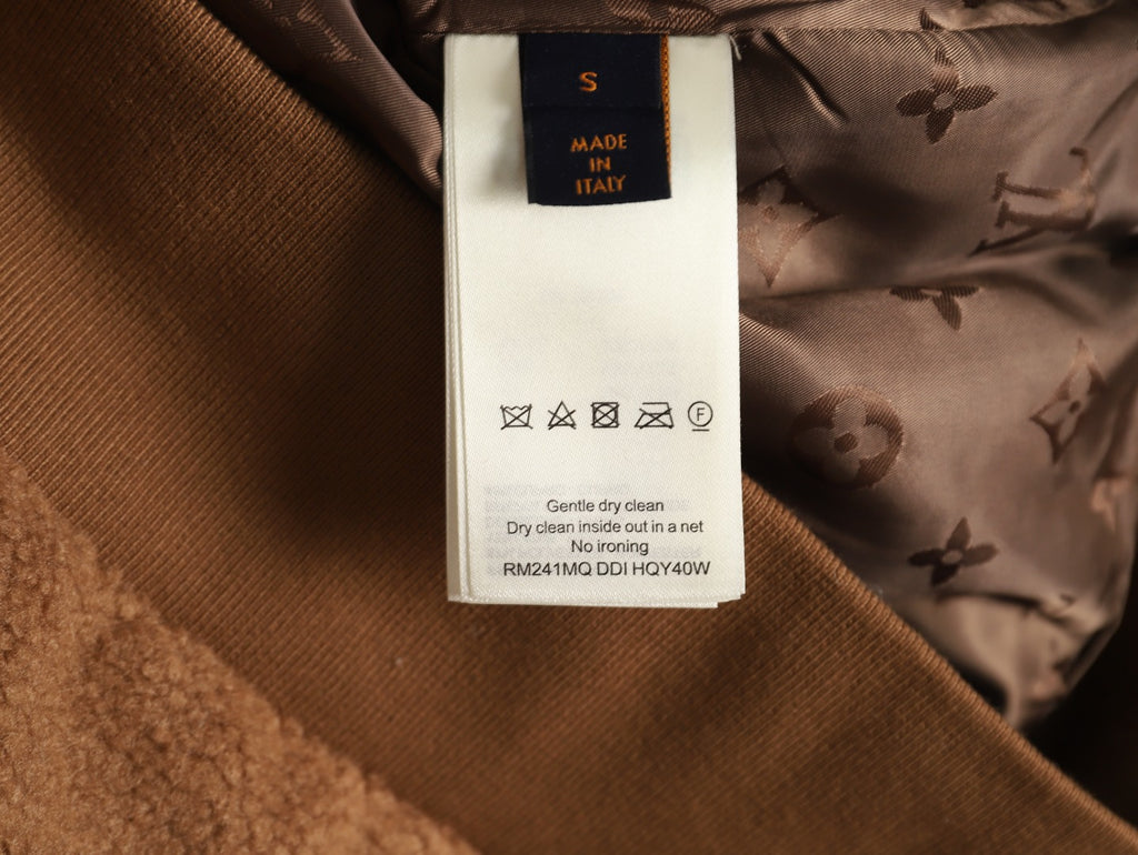 Louis Vuitton LV Jacquard-Collar Brown Plush Stand-Collar Jacket