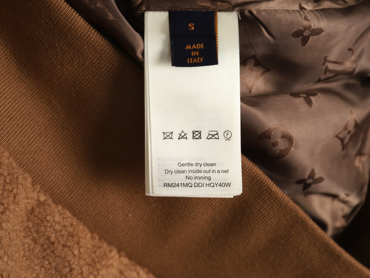 Louis Vuitton LV Jacquard-Collar Brown Plush Stand-Collar Jacket