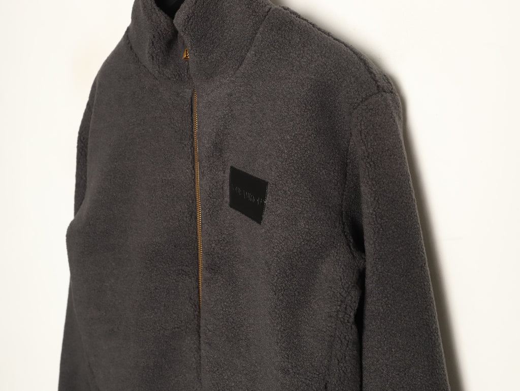 Louis Vuitton LV Jacquard-Collar Black Plush Stand-Collar Jacket