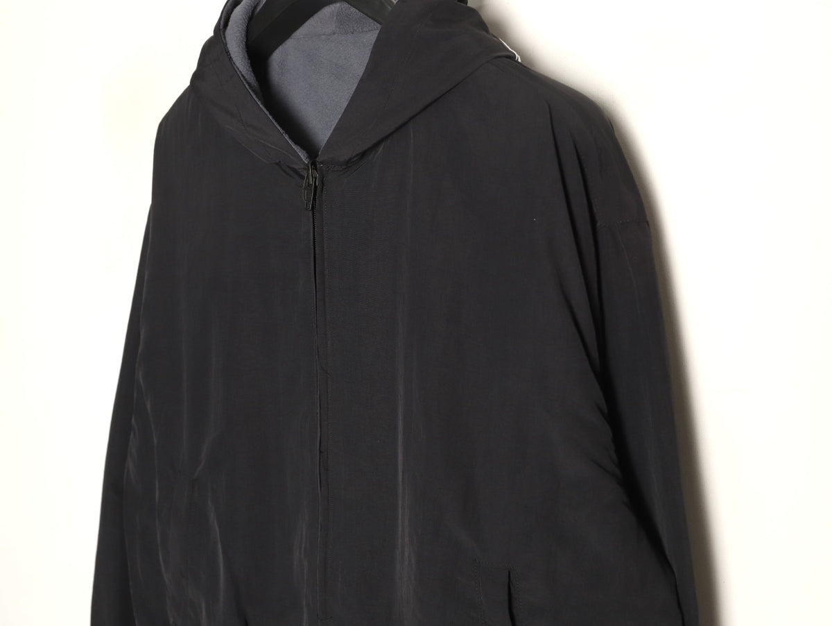 Balenciaga BLCG Script Embroidered Reversible Fleece Hooded Jacket