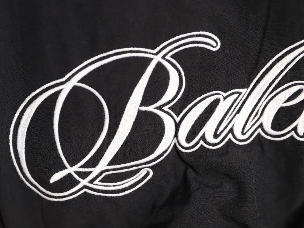 Balenciaga BLCG Script Embroidered Reversible Fleece Hooded Jacket