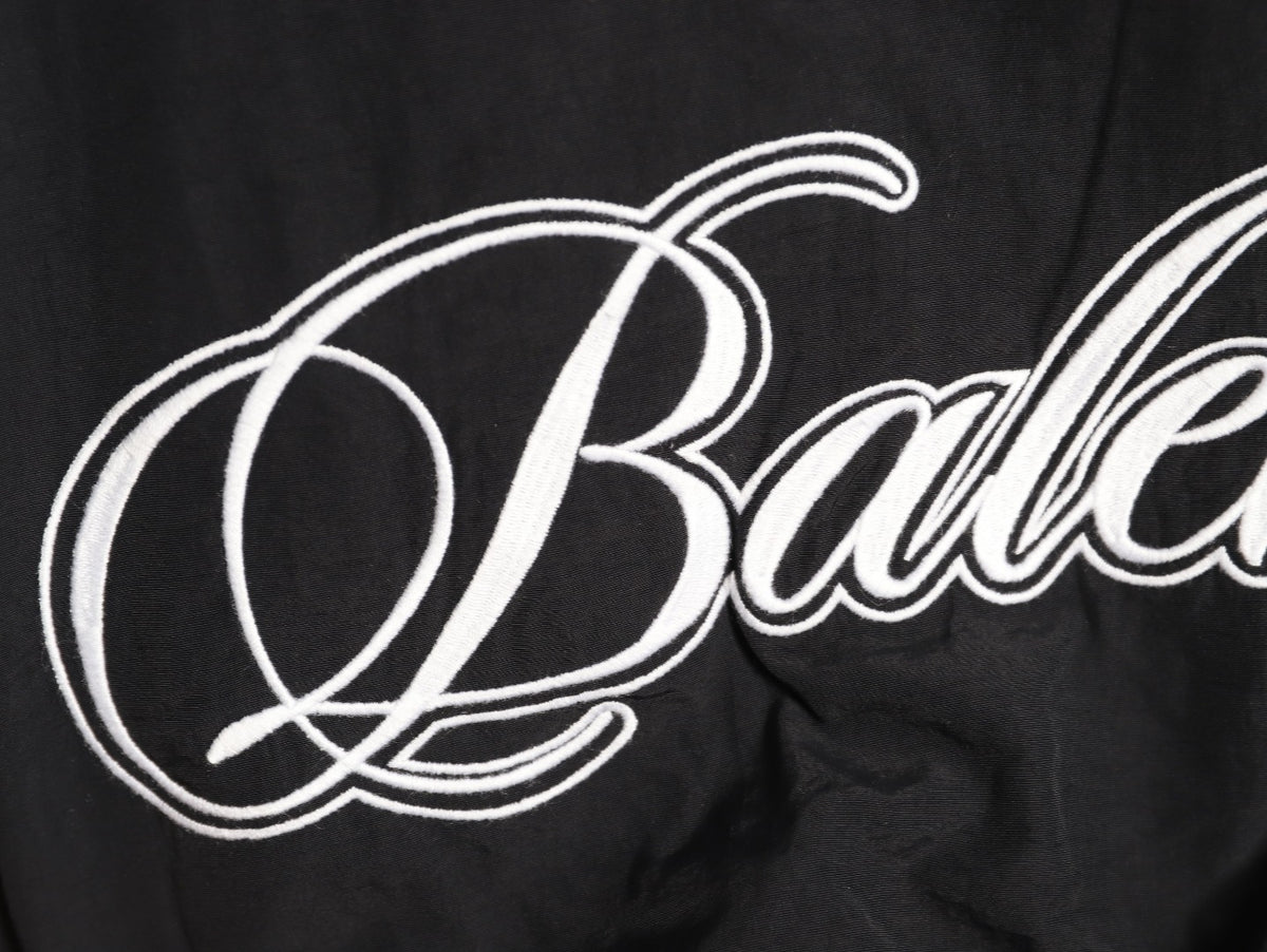 Balenciaga BLCG Script Embroidered Reversible Fleece Hooded Jacket
