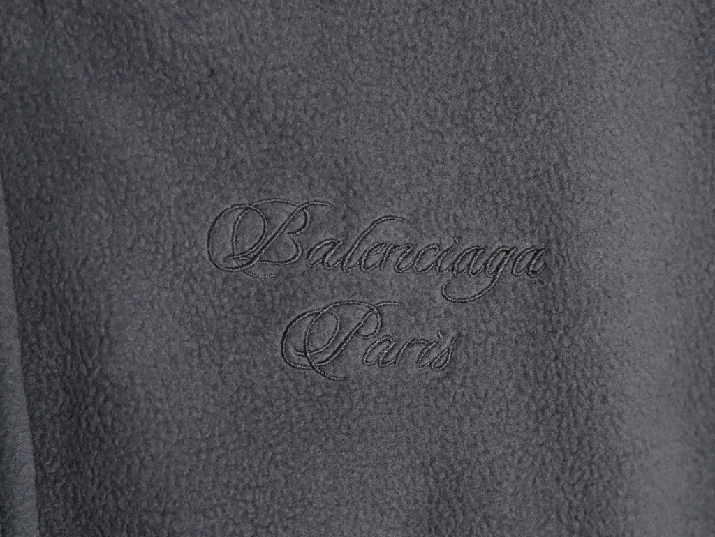 Balenciaga BLCG Script Embroidered Reversible Fleece Hooded Jacket