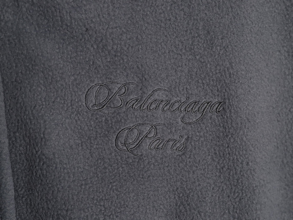 Balenciaga BLCG Script Embroidered Reversible Fleece Hooded Jacket