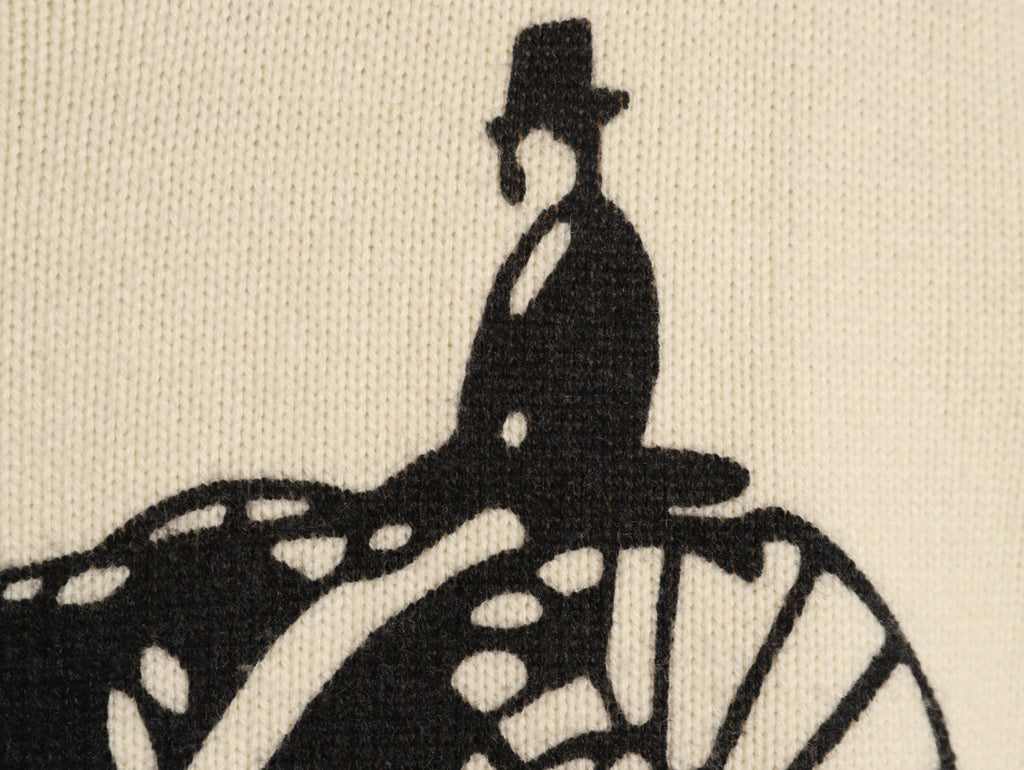 Celine CE Horse Carriage Print Ivory Knit Sweater