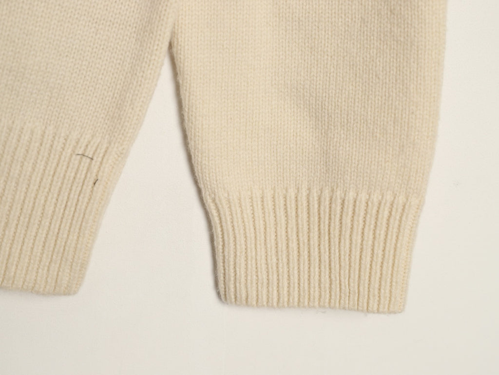 Celine CE Horse Carriage Print Ivory Knit Sweater