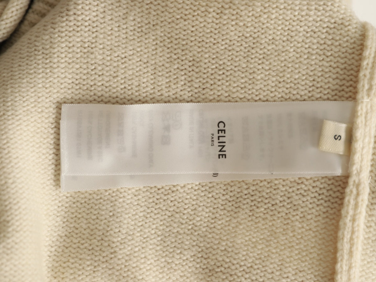 Celine CE Horse Carriage Print Ivory Knit Sweater