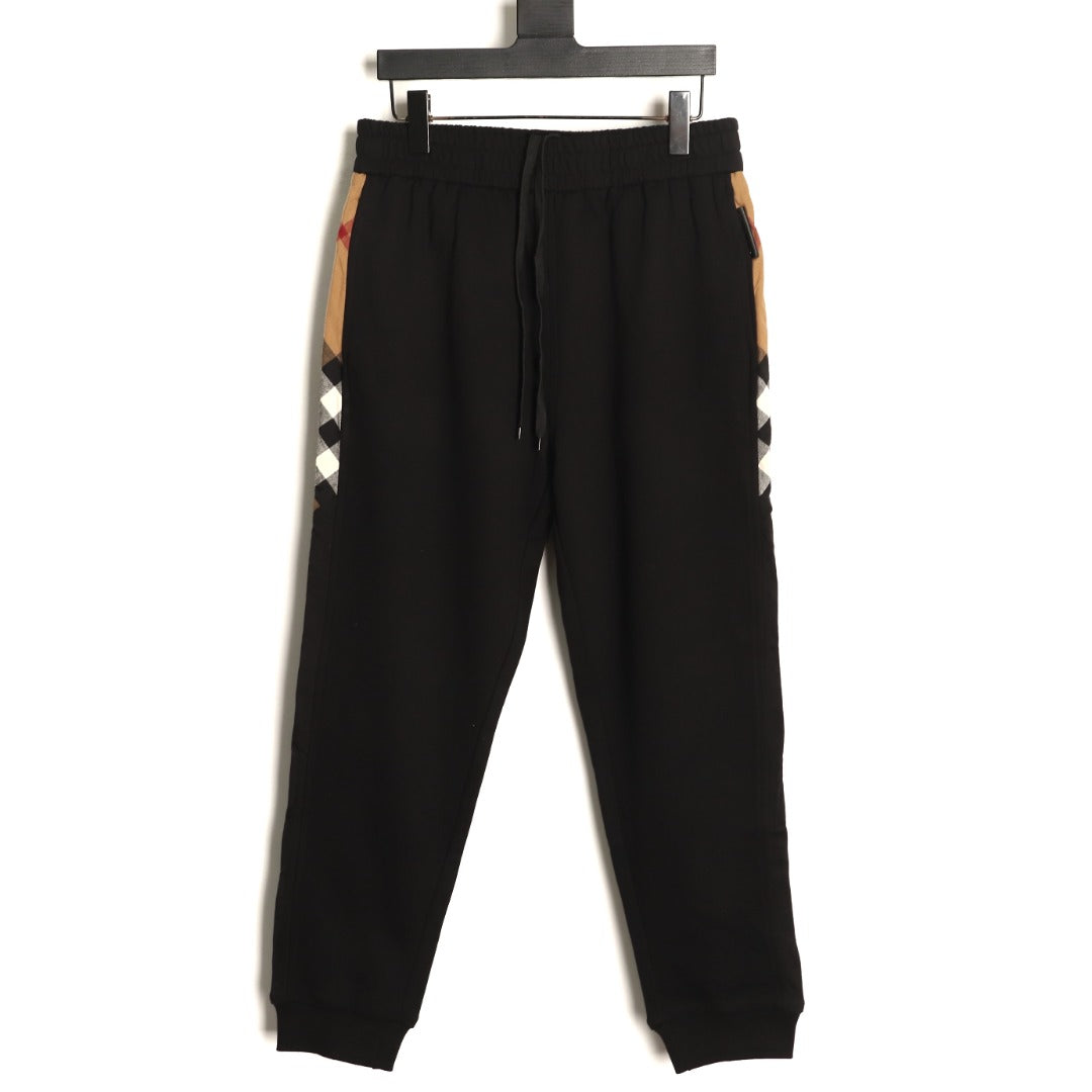 Burberry Check Side-Panel Black Jogger Pants