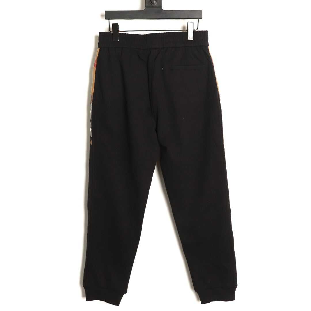 Burberry Check Side-Panel Black Jogger Pants