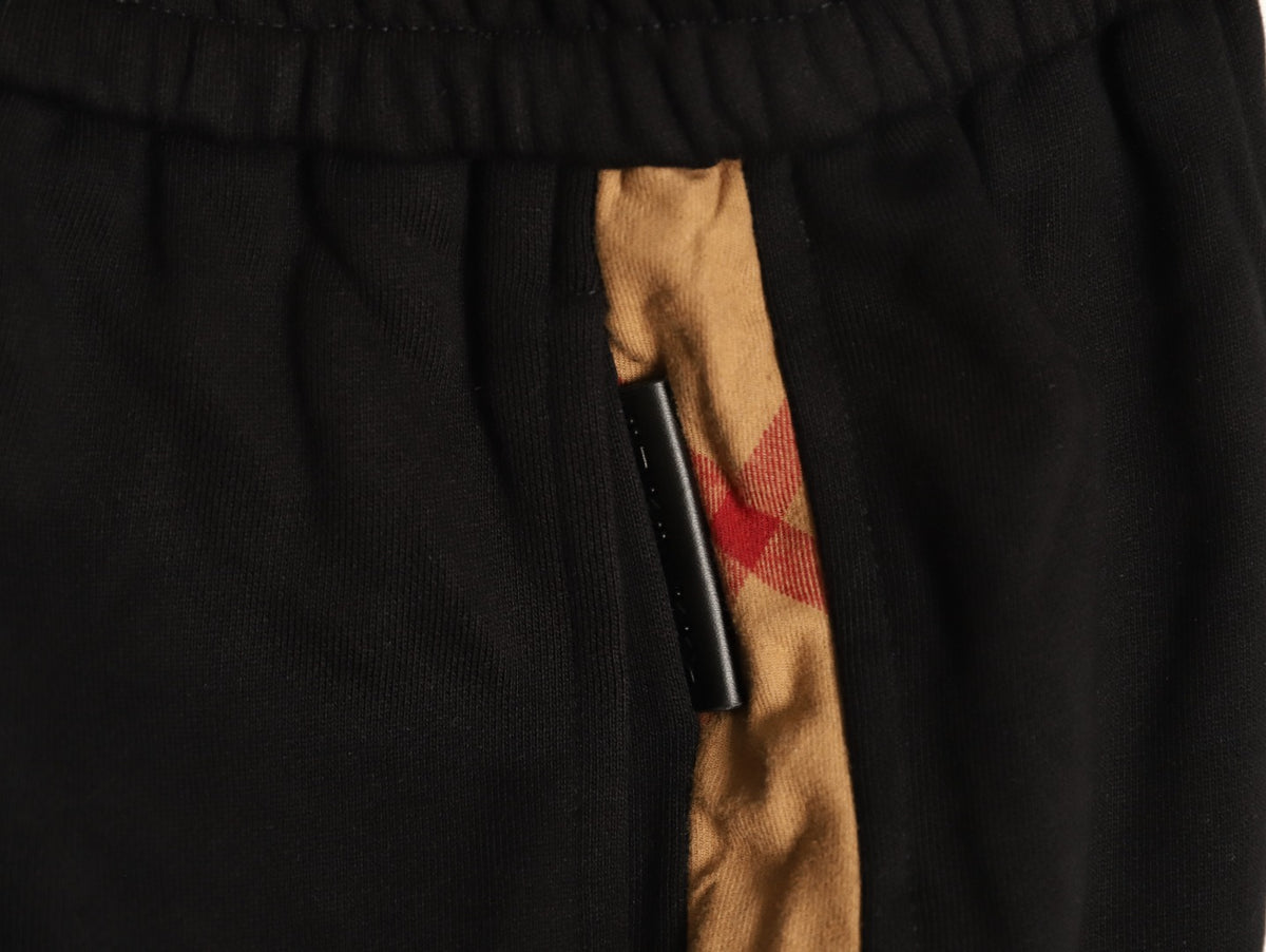 Burberry Check Side-Panel Black Jogger Pants
