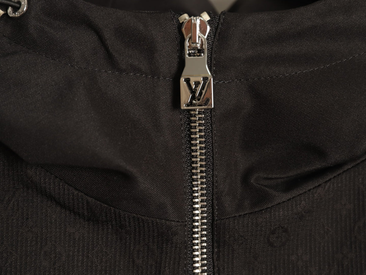 Louis Vuitton Tonal Monogram Panel Black Hooded Shell Jacket