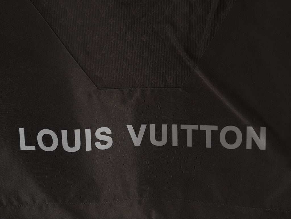 Louis Vuitton Tonal Monogram Panel Black Hooded Shell Jacket