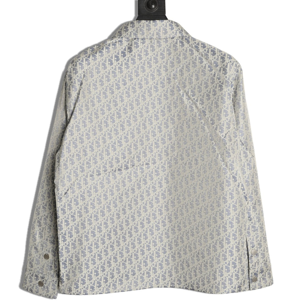 Dior Oblique CD Bee Embroidered Gray Zip-Collar Jacket