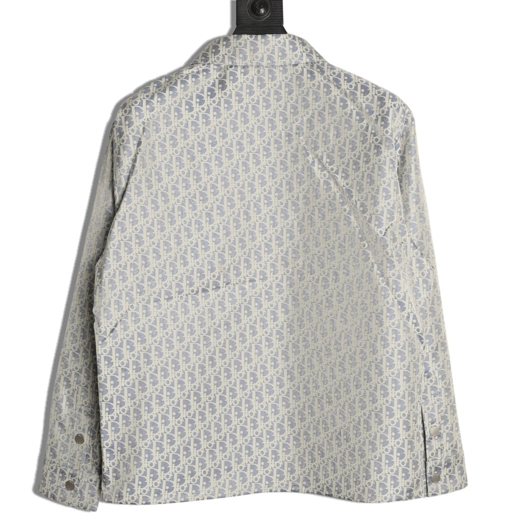 Dior Oblique CD Bee Embroidered Gray Zip-Collar Jacket
